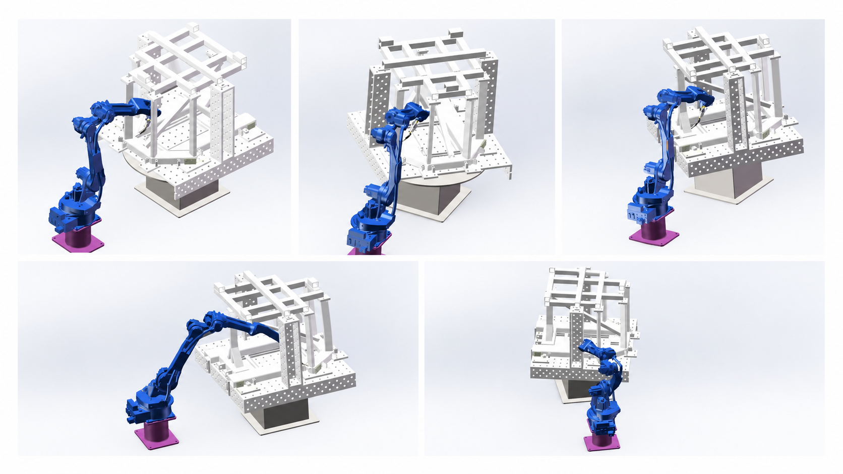 Multi-angle simulation of a welding robot and synchronized rotation platform
